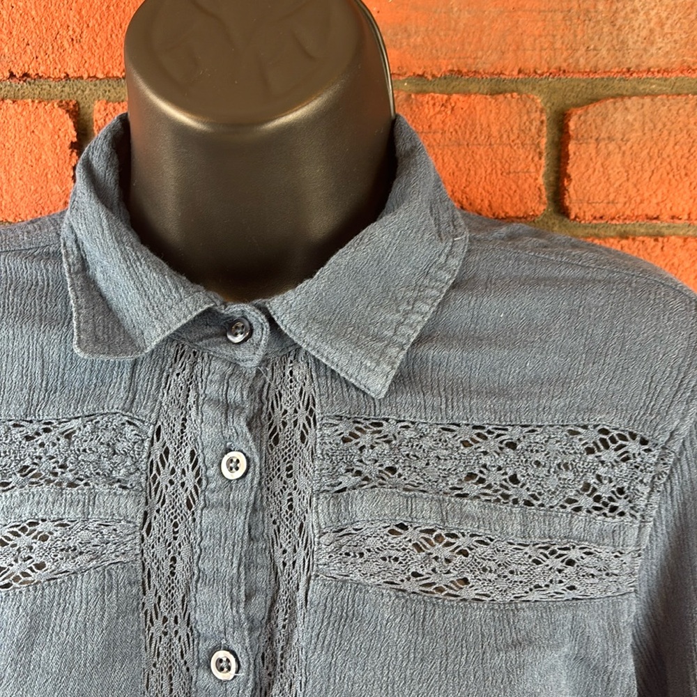Cape Juby‎ Shirt Womens Medium Blue Button Down - Picture 2 of 7